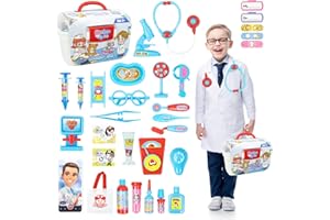 KalaDuck Maletin Medicos Juguete para Niños, 32 Piezas Kit Médico Infantil con Doctor Bolsa, Estetoscopio Juguete y Doctora Accesorios, Regalo de Juego Medicos para Niños Niñas 3 años+ (Azul)