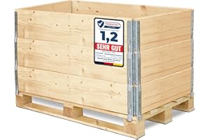 Garronda GD-0096 Lot de 3 cadres de rangement en bois pour palette, caisse de rangement en bois, sans palette, naturel, 120 x 80 x 20 cm