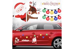 PWSAP 23 Piezas Reflectantes de Navidad para Coche Magnética Pegatinas,Papá Noel Magnéticas Decoraciones Alce Bombilla Auto Etiqueta Engomada de Navidad para refrigerador, Garaje, Buzón de Correo