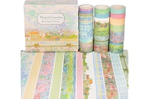 Draupnir 20 Rotoli di Nastro Adesivo Vintage Estetico, 25/20/15/10/5 mm Vintage Washi Tapes Set per Decorativi Agenda, Agende, Scrapbooking, Album fai da te, Diario - Monet