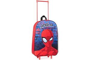 Marvel Spiderman Valigie per Bambini, Valigia Trolley Bagaglio a Mano Bambino Spiderman 39 cm, 10,5L, 2 Ruote, Rosso, Chiusura Zip