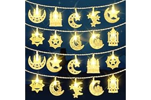 FFZZKJ Ramadan Lichterkette 3M 20LED Eid Mubarak Dekoration Batteriebetrieben Stern Mond Lichterkette für Muslim Ramadan, Heim Dekoration Party Zubehör, Warmweiß