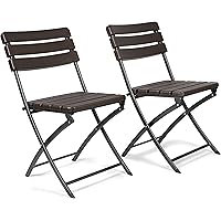 Vanage Gartenstuhl in braun - klappbare Gartenstühle im 2er Set - hochwertige Klappsessel in Holzoptik - Hochlehner…