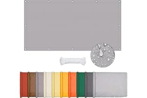 ONESHLEE Sonnensegel Wasserdicht Rechteckig, Sonnenschutz Balkon Terrasse, Markisenstoff Uv Schutz Hitzeschutz Ohne Bohren, Segeltuch Mit Ösen Und Seil Für Pergola (Hellgrau, 1 * 3m)
