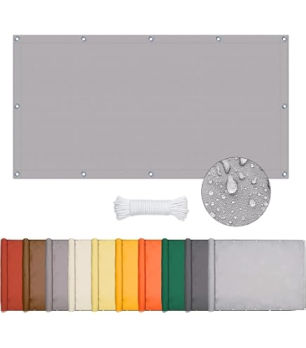 GLIN Wasserdichtes Sonnensegel 1,5x2 M – 95% UV-Schutz, Für Balkon & Garten | Grau, Mit Ösen & Befestigungsseilen