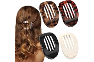VivaSmile 4 PCS Flat Hair Clips for Women, Curved Design Duckbill Hair Clips for Lying, Driving - Matte Strong Hold Hair Claw Clips for Thin, Thick Hair, Hair Accessories for Women and Girls (Leopard)