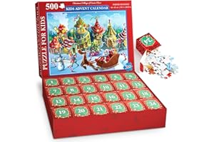 HAPPYGOLUCKY Advent Calendar 2023 Kids, 24 Boxes-500 Piece (24 * 20) Jigsaw Puzzles for Adults and Kids Countdown to Christmas Xmas Gifts for Kids Eve Gifts for 5-12 Year Old Boys Girls Birthday Presents