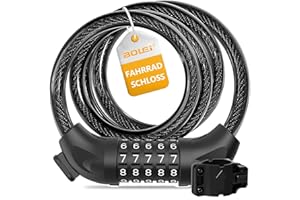 BOLEi Zapięcie rowerowe z kodem numerycznym 12 mm/120 cm, antykradzieżowe zapięcie rowerowe z 5-cyfrową kombinacją kodów, wodoszczelny zamek szyfrowy do roweru, roweru elektrycznego, wózka dziecięcego
