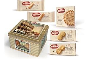 Forno Bonomi, biscotti assortiti in una scatola regalo di latta dedicata a Roma. La migliore selezione della nostra pasticceria in una confezione quadrata da 770 grammi.