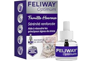 FELIWAY Optimum 30 Jours - 1 Recharge pour Diffuseur de Phéromones Apaisantes pour Chats (48ml) - Aide à Réduire Les Signes de Stress chez Les Chats et Les Chatons - Recommandé par des Vétérinaires