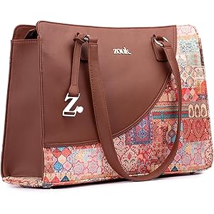 ZOUK Women\'s Office Essential Bag | Jute | Vegan Leather Handcrafted Tote Bag With Double Handle Shoulder Strap