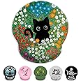 LIMKRIAN Black Cat Mouse Pad, Ergonomic Mouse Pad with Wrist Rest, Gaming Mouse Pad Wrist Support with Non-Slip Pain Relief PU Base, Funny Mouse Pads for Desk Work, Cute Office Desk Accessories Decor