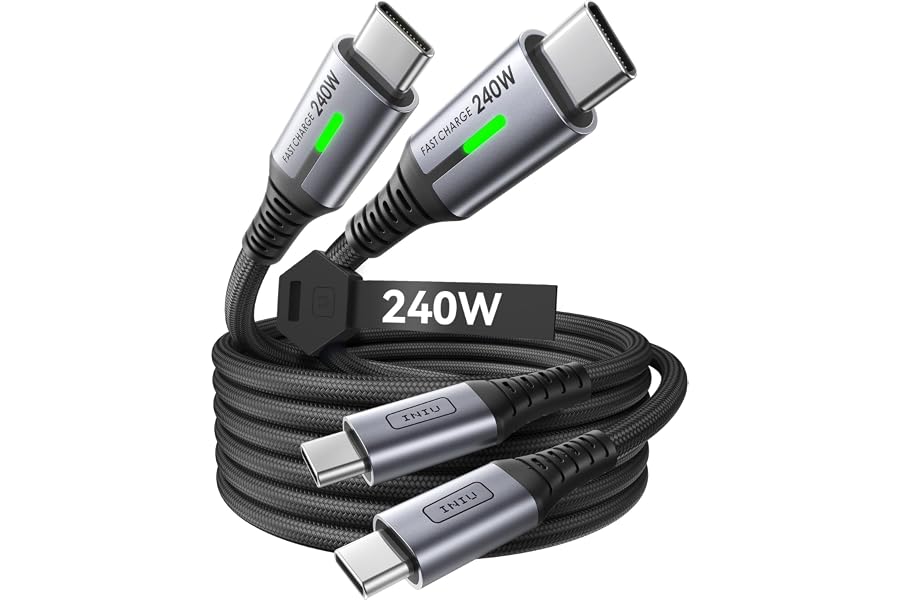 INIU 240W USB C Kabel, [2Stück 2m] PD Schnellladekabel USB C auf USBC Kabel | Nylon Geflochten, PD Ladekabel USBC für iPhone 