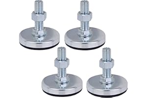 Bulldog Castors Adjustable Levelling Feet - Set of 4 - M12 Thread with 55mm Foot Diameter - Ideal for Furniture, Appliances and Equipment (Heavy Duty - Upto 750Kg per Foot)
