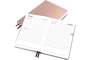 Kesote Terminarz na rok 2026, kalendarz książkowy A5, planer tygodniowy, skórzany, kalendarz, terminarz w twardej oprawie, kalendarz tygodniowy w kolorze różowego złota, 1 dzień na 1 stronie