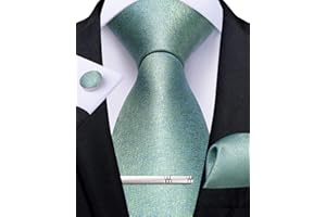 DiBanGu Einfarbig Krawatte für Herren formellen Seiden-krawatte und Einstecktuch Manschettenknöpfe Krawattenklammer Set für Hochzeit Party