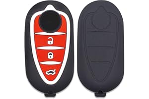 LAGE Coque de Silicone Cover Clé pour Télécommande Alfa Romeo Mito Giulietta Brera 159-3 Boutons (Noir/Rouge)