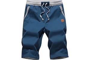 Tansozer Short Homme en Coton Casual Pantalon Slim Fit Taille éLastiquéE Short