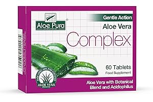 Aloe Pura Aloe Vera Gentle Action Complex Tablets, Natural, Vegetarian, Cruelty Free, Food Supplement, Botanical Blend, 60 Tablets
