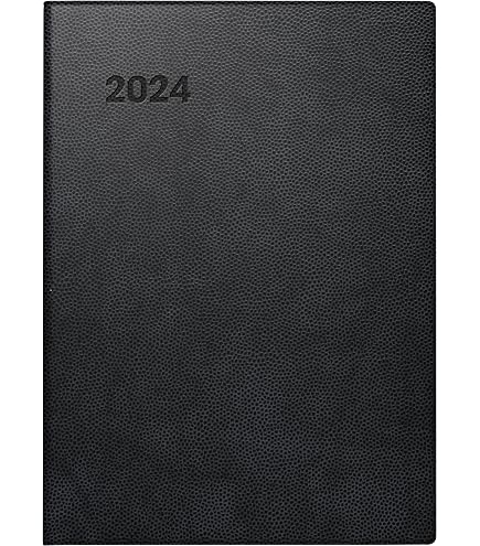 BRUNNEN Taschenkalender 2025 A6 – Schwarzer Kunststoff-Einband, Wochenübersicht