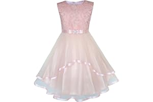 Sunny Fashion Robe Fille Fleur Bleu Belted Mariage Partie Demoiselle d'honneur 4-12 Ans