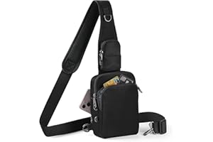 Tibroni Sac à bandoulière antivol - Sac de poitrine - Pour homme et femme - Étanche - Petit sac à main avec fermeture éclair et blocage RFID