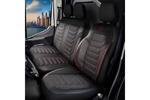 ‎GIOVANNI BUTTI GIOVANNI BUTTI Autositzbezüge Universal 2+1 für Transit Custom (2016-2023) – Vordersitze Auto Sitzbezug aus Piqué-Stoff, Schwarz-Rot - Autoschonbezug Doppelbank Vordersitz-Set mit Montageset