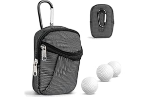 Golfball Tasche, HUIJUTCHEN Mini Aufbewahrungstasche Tragbare Golfballzubehör Schwarze Tasche Pitchgabel Werkzeugträger mit Reißverschluss Schlüsselring für Golfball Mann Damen Geschenktasche