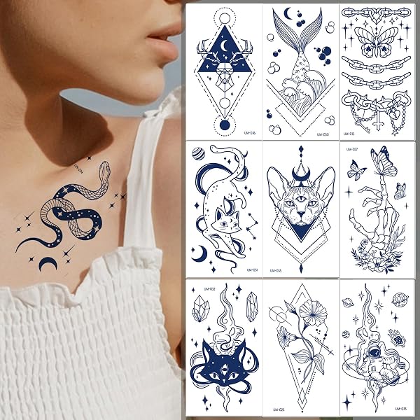 5 Stück Phoenix-Totem Tattoo-Aufkleber – Wasserdicht, Temporär, Für Arme, Kräuterpflanzen-Design