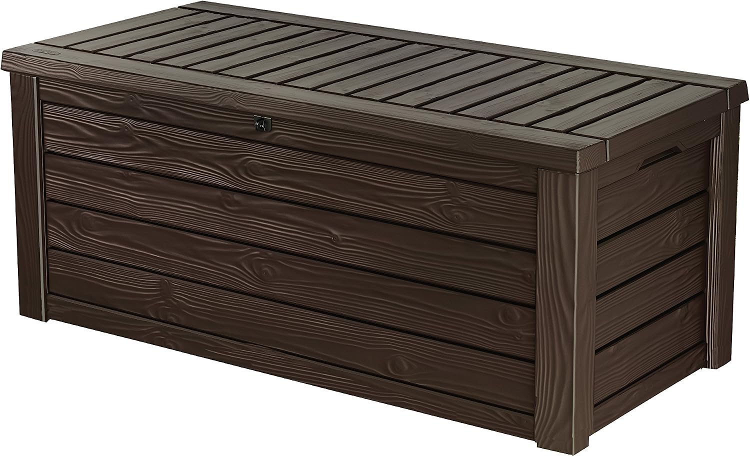 Keter Westwood - Arcón exterior, Baúl almacenaje, Capacidad 570L, Resina, Color Marrón, Ordenación jardín y terraza, 72.4 x 155 x 64.4 cm