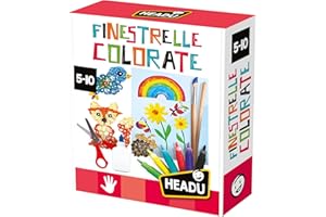 HEADU - Finestrelle Colorate NEW - Crea Vetrofanie e Tanti Oggetti Utili - Gioco Educativo Bambini 5 6 7 8 9 Anni, Gioco Art & Craft, Lavoretti Manuali per Bambini, Idea Regalo, Made in Italy