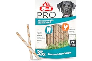 8in1 Delights Bâtonnets dentelés torsadés pour chien (>1 kg) - 35 pièces