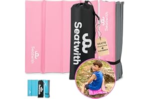 Seatwith Faltbares Iso-Sitzkissen-Outdoor Sitzmatte Für Kinder (35x35cm) mit Tragetasche + Karabinerhacken für idiale Befestigung am Rucksack maximaler Schutz vor Kälte Nässe Schmutz-Pink