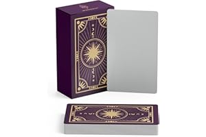 Metaphoracle Créez vos propres cartes Oracle – Cartes de tarot vierges à faire soi-même – Lot de 80 cartes Oracle vierges avec motif feuille d'or céleste – Taille standard de la carte de tarot 12,1 x