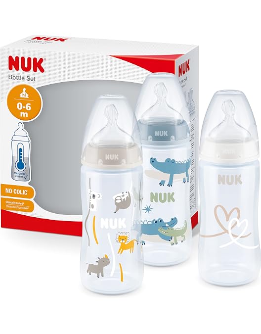 NUK First Choice Babyflaschen-Set – 4 Flaschen, Sauger, Schnuller & Bürste Für 0–6 Monate