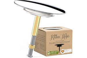 ‎KITCHEN HELPIS Kitchen Helpis® Badewannenstöpsel Universal, ⌀ 72 mm Stöpsel, ROSTFREI und HOCHGLANZVERCHROMT, 100% dicht Dank passgenauer Doppeldichtung, Stöpsel für alle gängigen Badewannen da höhenverstellbar