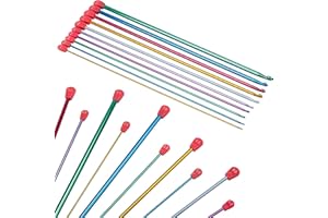 Curtzy Set Uncinetto Tunisino Afghano in Alluminio (10 Misure) - Set Uncinetti Alluminio da 35 cm con Misure da 2,5 a 8 mm - Kit Uncinetto Completo per Principianti ed Esperti