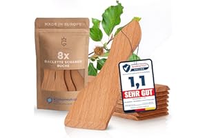 Das ausgezeichnete GOLDENBERG® Raclette Schaber Buche geölt - 8er Set Raclette Spachtel - Raclette Zubehör aus Europa - Raclette Schieber - Holz Spachtel Raclette - Raclette Holzschaber