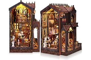 Book Nook Kit pour Adultes - CRIOLPO DIY Maison de Poupee Maquette Maison Miniature a Construire - Booknook Puzzle 3D en Bois Décoration avec lumière LED pour Adolescents et Adultes