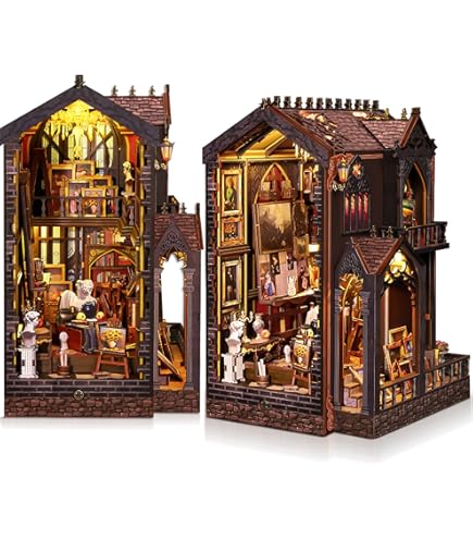BuzzoXerex DIY Miniature House, DIY Book Nook Kit met Stofkap, Miniatuur Huis met LED-verlichting, 3D Houten Puzzel voor Boekenplank Decoratie (Toverwereld BuzzoXerex DIY Miniature House, DIY Book Nook Kit met Stofkap, Miniatuur Huis met LED-verlichting, 3D Houten Puzzel voor Boekenplank Decoratie (Toverwereld