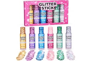 Glitterstickset 6 färger, body glitterstick för kropp, ansikte och hår, glittermakeup utan lim, snabbtorkande och vattentät, glitter för festival, fest, karneval, konsert och glamorös look