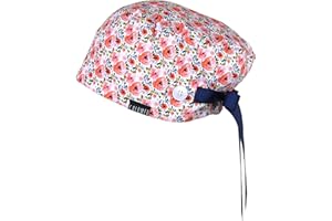 CALOMED Calot de Bloc Moderne Charlotte Chapeau Infirmière Bonnet en Tissu pour Personnels de Santé Euro Femme ou Homme Cheveux Courts (Pivoines Roses)