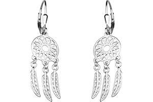 SOFIA MILANI - Boucles d'Oreilles pour Femme en Argent 925 - Boucles d'Oreilles Pendantes avec Motif en Forme d'Attrape-Rêves - 20450
