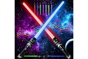 DAZZTIME Sable de Luz,Espada Láser para Niños Espada Láser 2 En 1 Telescópica y Plegable,Star Wars Sable luz Espada Laser 7 Colores con Sonido para Navidad Halloween Regalos Cosplay