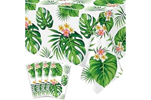 DVAORC 4 Pack Tovaglie hawaiane Luau Tovaglia tropicale con foglie di palma Copritavolo hawaiano Luau Tovaglia con foglie di palma Decorazioni per feste di compleanno 86 x 51 in