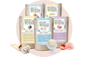‎ORGANIC WORKOUT Lower-Carb* Eis Mix - 5x Cremiges Eis mit Erythrit gesüsst, bio, ohne Zucker-Zusatz nur 2,5 g verwertbare Kohlenhydrate - keto ohne Maltit (5 Sorten - Mix) (5 Sorten - Mix)