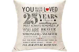 Hasodeo Gifts for 25 Years Old Birthday Decoration for Girls Boys Cushion Cover for 25th Granddaughter Grandson Daughter Son Brother Birthday Present Inspirational Reminder Gifts (25)