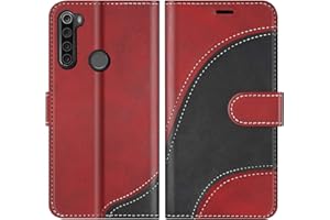 BoxTii Funda para Xiaomi Redmi Note 8T, Funda de PU Cuero para Xiaomi Redmi Note 8T, Magnético Carcasa Libro con Ranuras para Tarjetas, Rojo