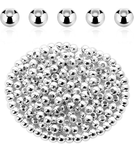 HOBBIESAY 20 perline tibetane in argento anticato, 8 mm, rotonde, in lega di metallo, piccole perle sciolte, per il fai da te, collane, orecchini, creazione di gioielli, foro: 1,5 mm