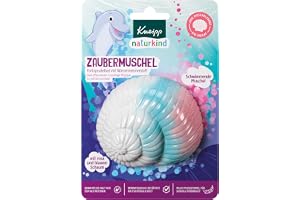 Kneipp Naturkind färgbubbelbad magisk mussla – badtillsats med värdefull druvkärna och avokadoolja – flytande mussla med doft av vattenmelon för magiskt nöje i badkaret – 1 st.